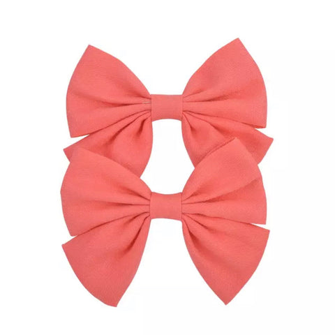 Bow Clips - Coral
