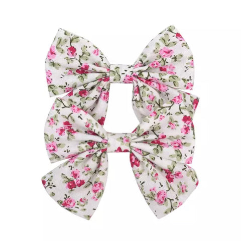 Bow Clips - Pink Floral