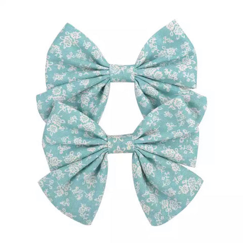 Bow Clips - Pine Floral